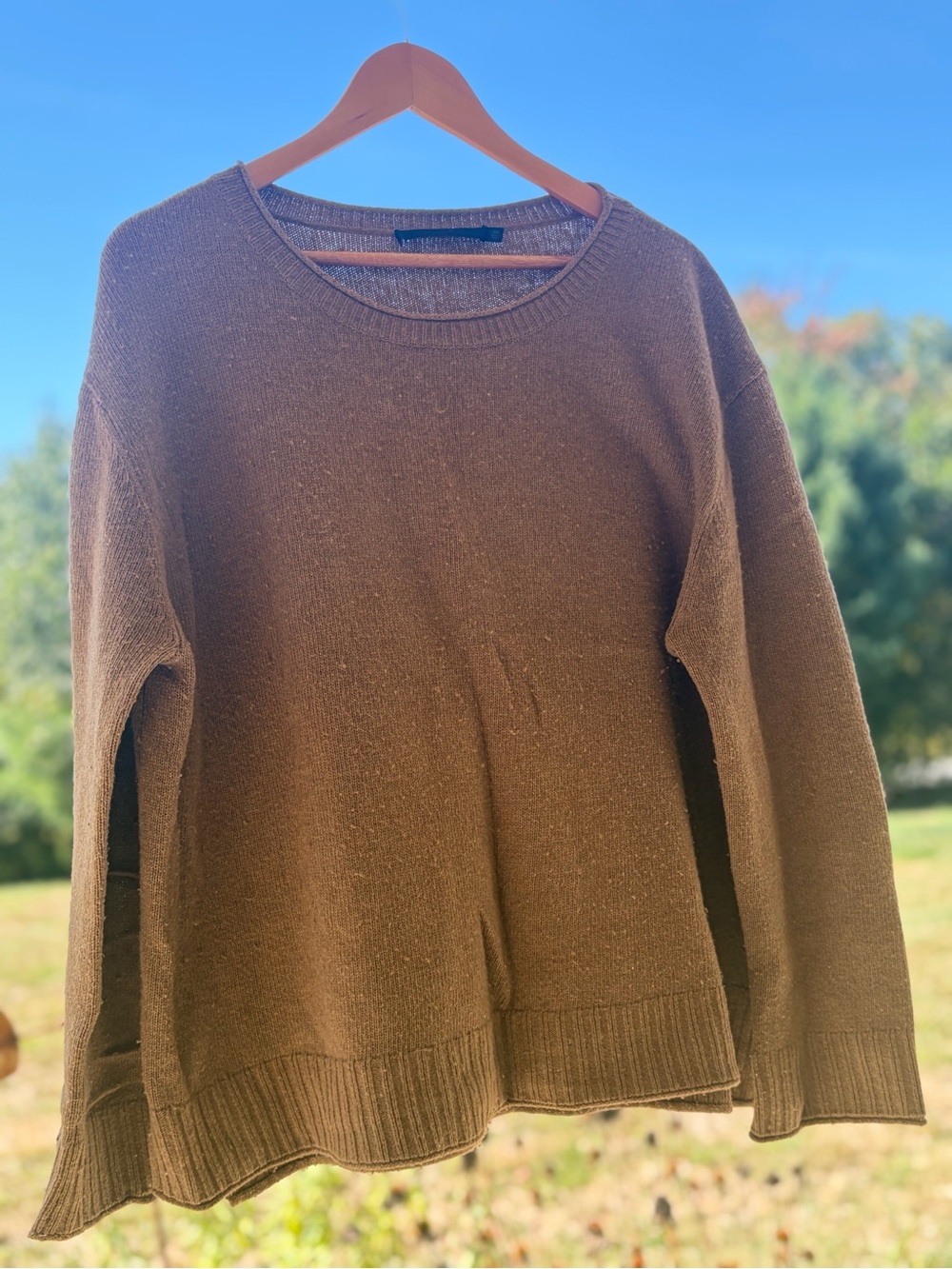 Jenni Kayne Camel Brown Scoop Neck Knit Sweater